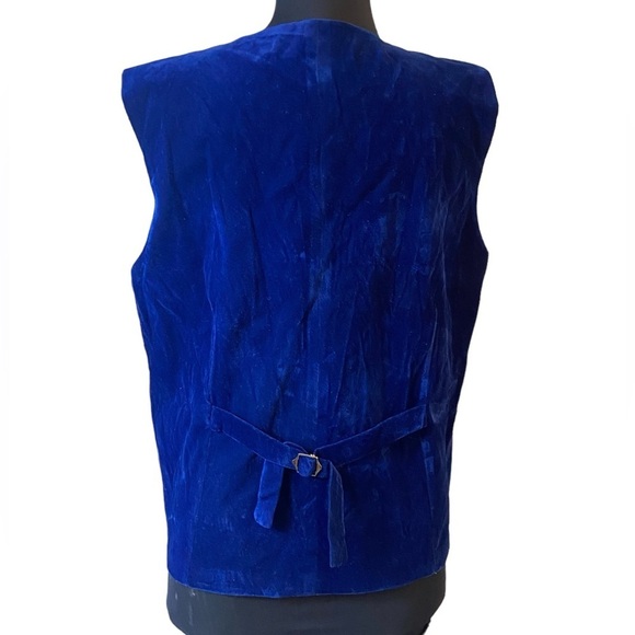 Men’s Blue Suede Button-down Vest - Picture 8 of 14